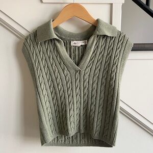Happily Grey Women’s Sage Green Cable Knit Sweater